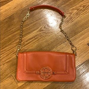 Used once! Tory Burch Orange Clutch/Hand Bag